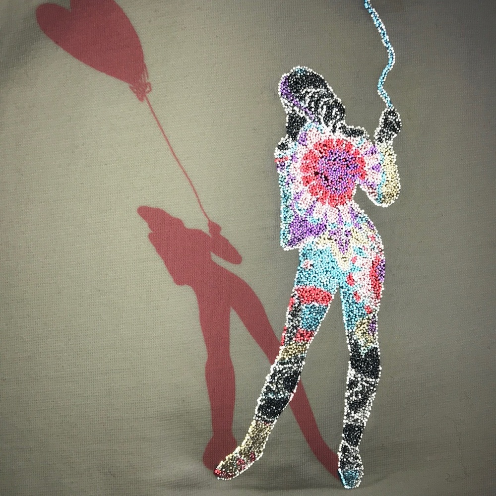 Rare Micro beaded Kookai Fille top - unique wearable art